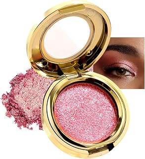 Pink Eyeshadow, Shimmering Pressed Powder Eyeshadows, Long-lasting Eye Shadows Highly Pigmented Single Eye shadow, Warm Pink Eye Make up Gift for Women & Girls
