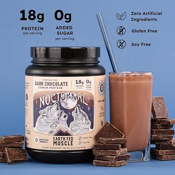 Earth Fed Muscle Nocturnal Casein Protein, Dark Chocolate, 23 Servings
