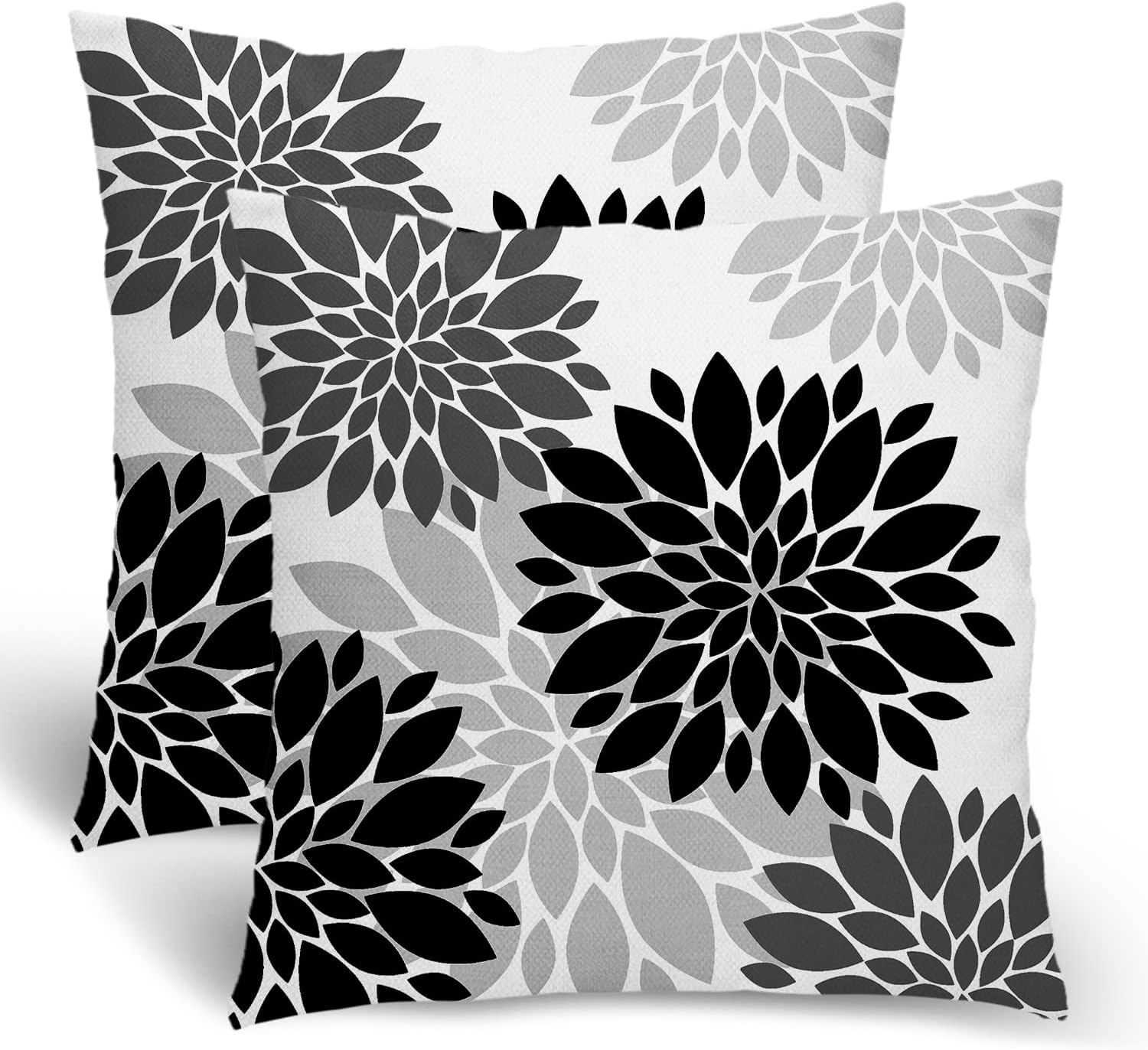 Teal Pillow Covers 18x18 Inch 2 Pcs,Turquoise Colored Geometric Dahlia Decorative Throw Pillows,Summer Gray Aqua Flower Outdoor Decor Pillowcase Linen Square Cushion Cover Gift for Porch Patio Couch : Home & Kitchen