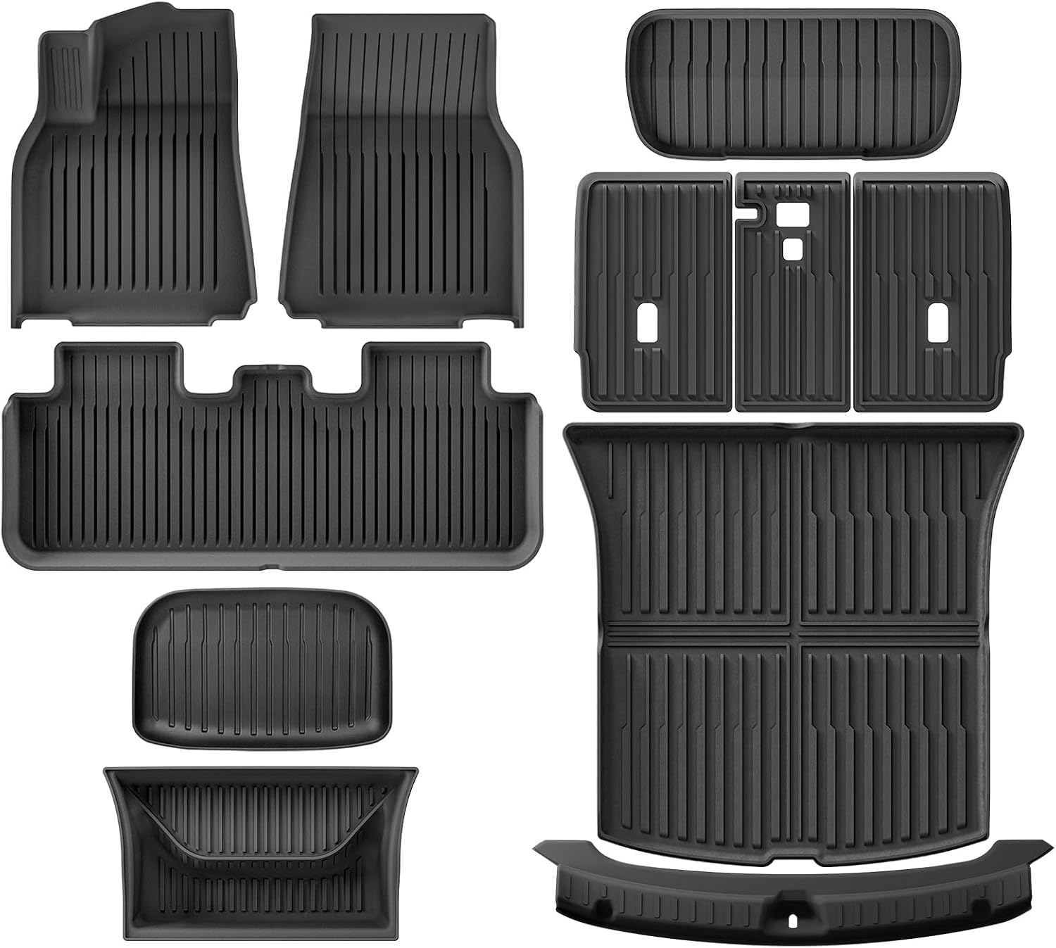 Autocessking Tesla Model Y Juniper 2025-2026 Floor Mats 11 Pcs All-Weather Car Mats & Cargo Liners, Non-Slip Full Interior Protection（Not for Standard