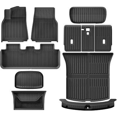 Autocessking Tesla Model Y Juniper 2025-2026 Floor Mats 11 Pcs All-Weather Car Mats & Cargo Liners, Non-Slip Full Interior Protection（Not for Standard