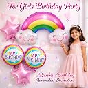Propsicle Rainbow Theme Foil Balloons for Girls Birthday Decoration gallery image
