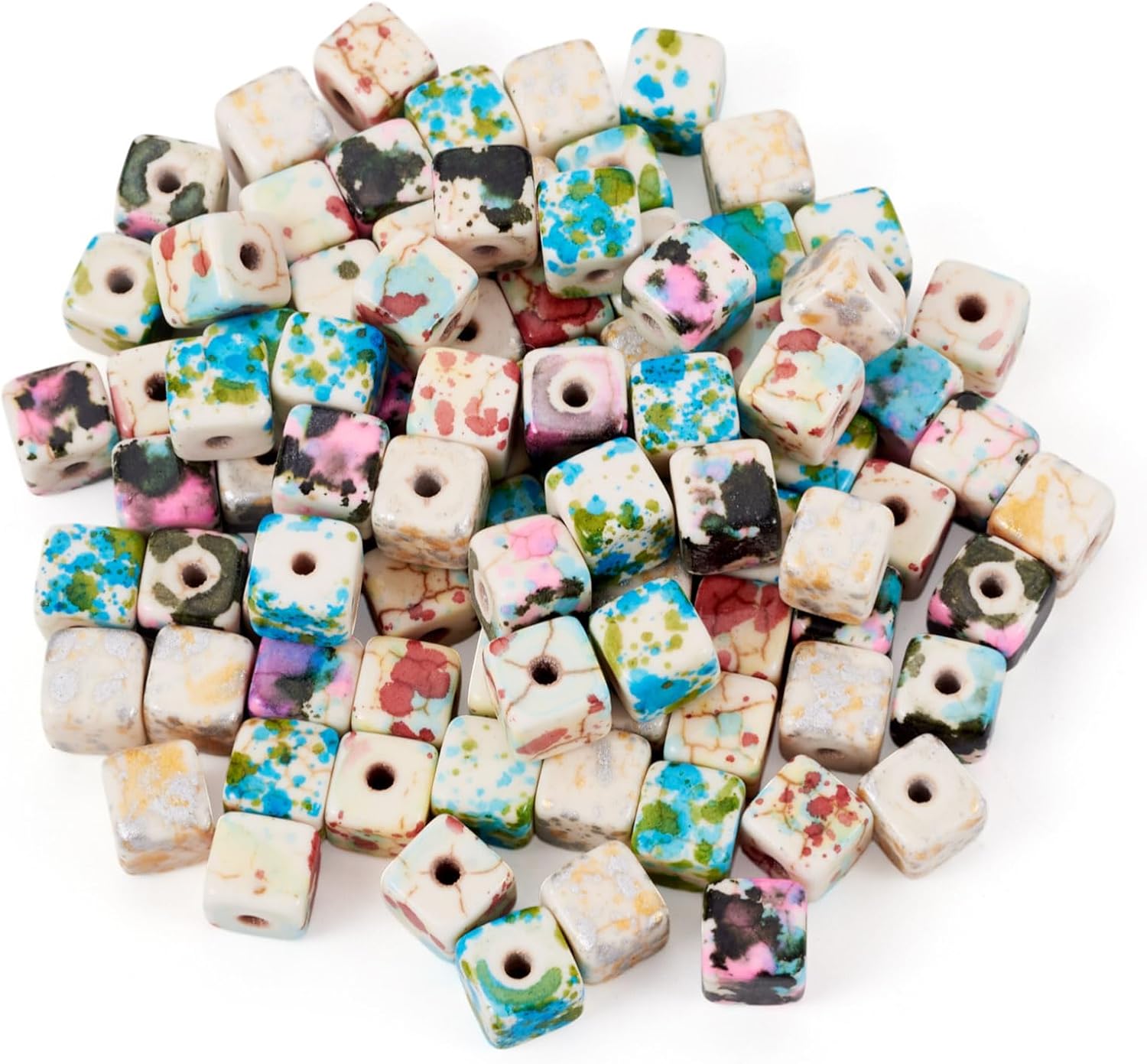 200Pcs 6mm Turquoise Cube Beads Spray Painted Synthetic Turquoise Cube Spacer Beads Colorful Square Gemstone Loose Bead for DIY Crafts Earring Bracelet Lanyard Jewelry Making - Image 7