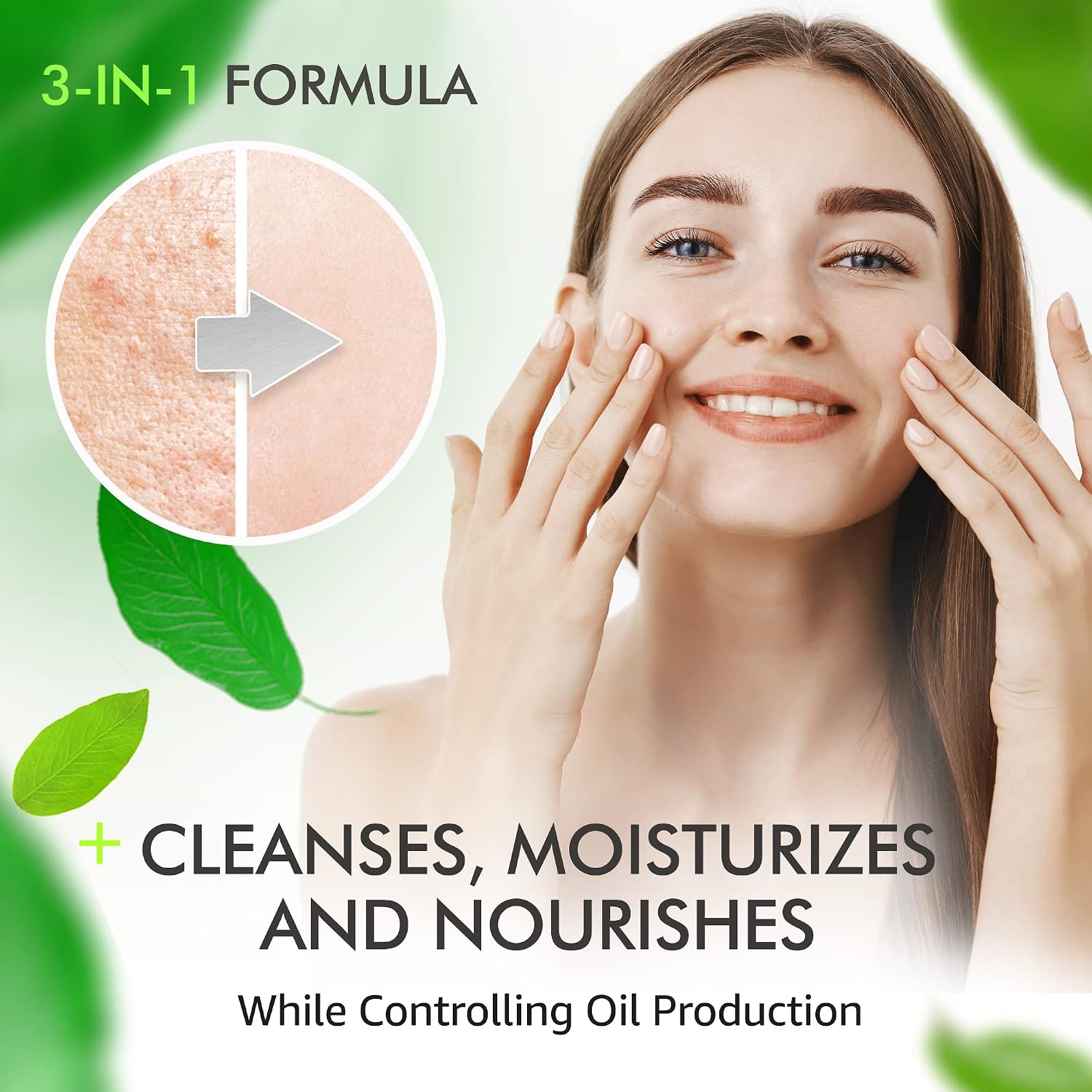 Tea Tree Oil & Chlorophyll Face Cream- Moisturizer Cleanser for Acne Prone, Dry, Oily Skin (2oz), Vitamin Rich Acne cream, face moisturizer, moisturizer face cream, and for acne
