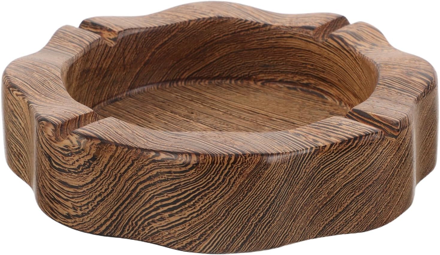 Ebony Solid Wood Ashtray Chinese Carving Square Wooden Smoking Ashtray for Balcony and Outdoor Patio for Home and Office Use