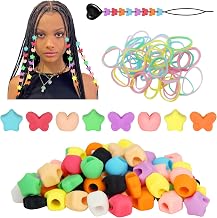 90pcs Silicone Hair Beads For Kids Girls Braids, Colorful Pony Beads Loose Women Hair Accessories Washable 10 Colors Butterfly Heart Star Crafts