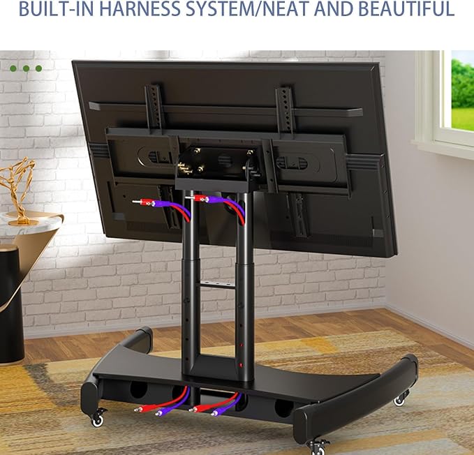 Soporte móvil para TV con ruedas, altura ajustable, apto para 32-70 pulgadas miniatura 4