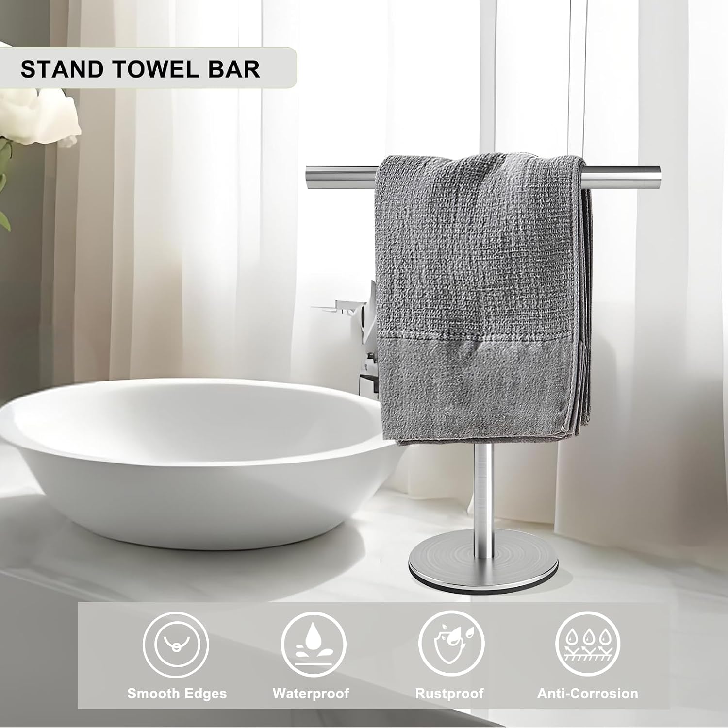 Freestanding #304 Stainless Steel Towel Racks for Towel,Key,Watch,Necklace,Bracelet in Kitchen and Bathroom,(Brushed Nickel)