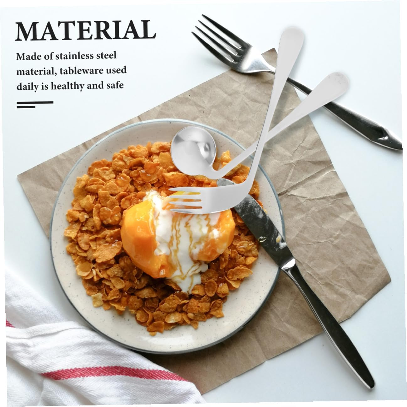 2-Piece Set Adaptive Angled Spoon and Fork for Elderly and Disabled Lightweight Feeding Utensils for Patients Curved Design Comfortable to Hold Self-Feeding Tableware