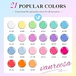 VANREESA 24 Pcs Gel Nail Polish Set, 21 Colors Gel Polish with Base Coat Glossy & Matte Top Coat Yellow Green Blue Pink Purple Orange Gel Polish Kit Nail Kit Gifts for Women Girls