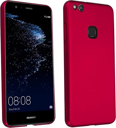 Cadorabo Custodia per Huawei P10 Lite Rosso Metallo     Rigida Cover Protettiva Sottile con Bordo Protezione     Back Hard Case Ultra Slim Bumper Antiurto Guscio Plastica