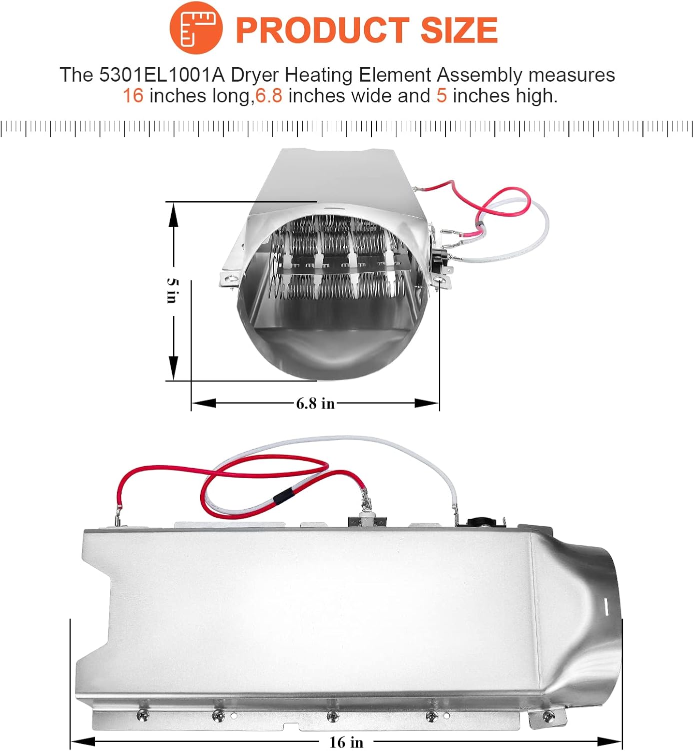 Beaquicy 5301EL1001A 5301EL1001H Dryer Heating Element Assembly - Replacement for LG Kenmore Dryer - Replaces 5301EL1001J 5301EL1001G 5301EL1001E 5301EL1001U AP5072170