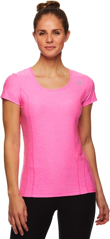 Womens Fitted Marled Basic T-Shirt, Pink, Medium
