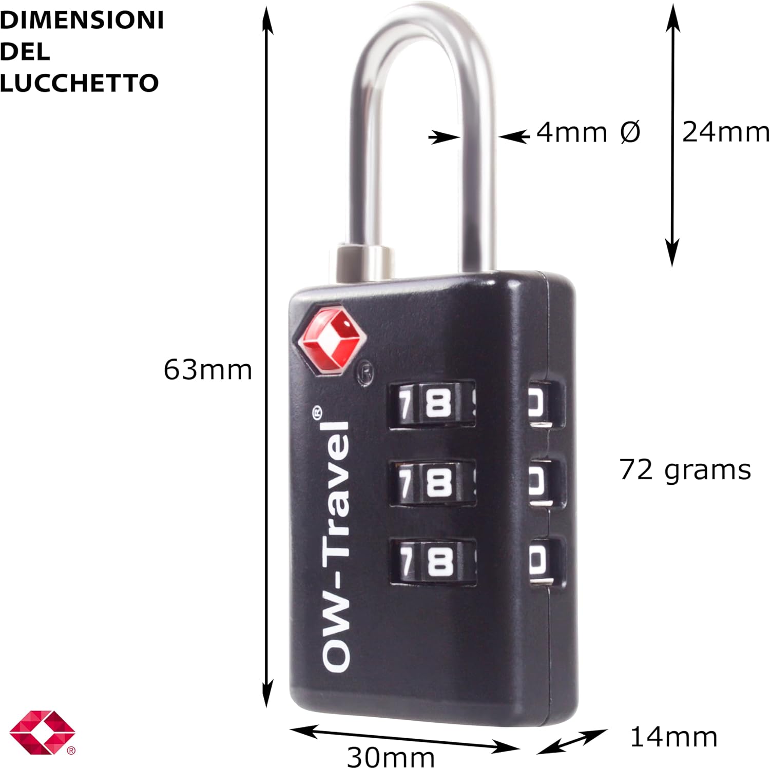 OW-Travel Lucchetto Combinazione Aprire Alert Indicatore TSA... 10 71zDGH7YXLL. AC SL1500
