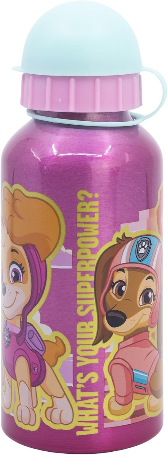 Stor Reusable Aluminium Bottle, 400 ml, Paw Patrol Girl Superpowers