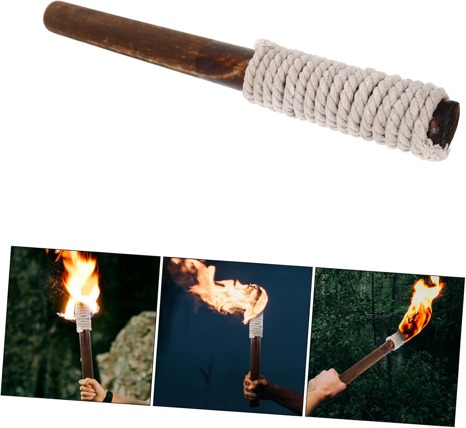 BESPORTBLE 2pcs Outdoor Wooden Torch for Festivals Easy Installation Garden Lighting Prop Decorative Flame Torch for Parties and Events Warm Glow for Celebrations