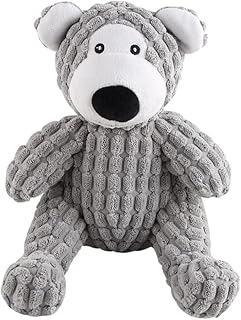 IFOYO Dog Squeaky Toy, Durable Dog Squeaker Toy 7.9 x 6.3 Inch Cute Sitting Bear Shaped Dog Interactive Toy Unique Tough Cloth Stuffed Dog Toy