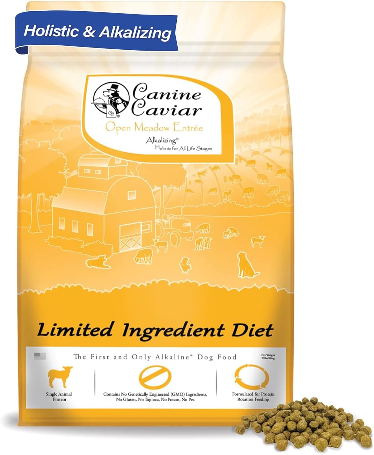 Canine Caviar - Open Meadow: Lamb & Pearl Millet Alkaline Dry Dog Food, Limited Ingredients, Gluten-Free, Based on Science & Research, Veterinary Alternative Diet (11 Pound Bag)