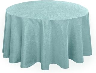 Hiasan Linen Tablecloth 120 Inch Round for Kitchen Dining Room, Aqua