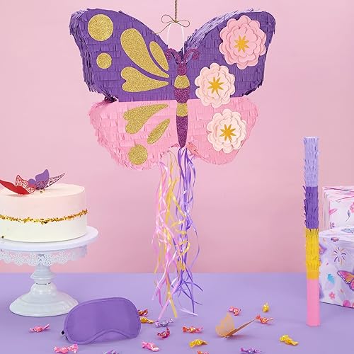 Miniatura 16 de WERNNSAI - Piñata de sirena plegable, piñata de cumpleaños con flecos que incluye cuerda para jalar, venda y bate. Decoraciones