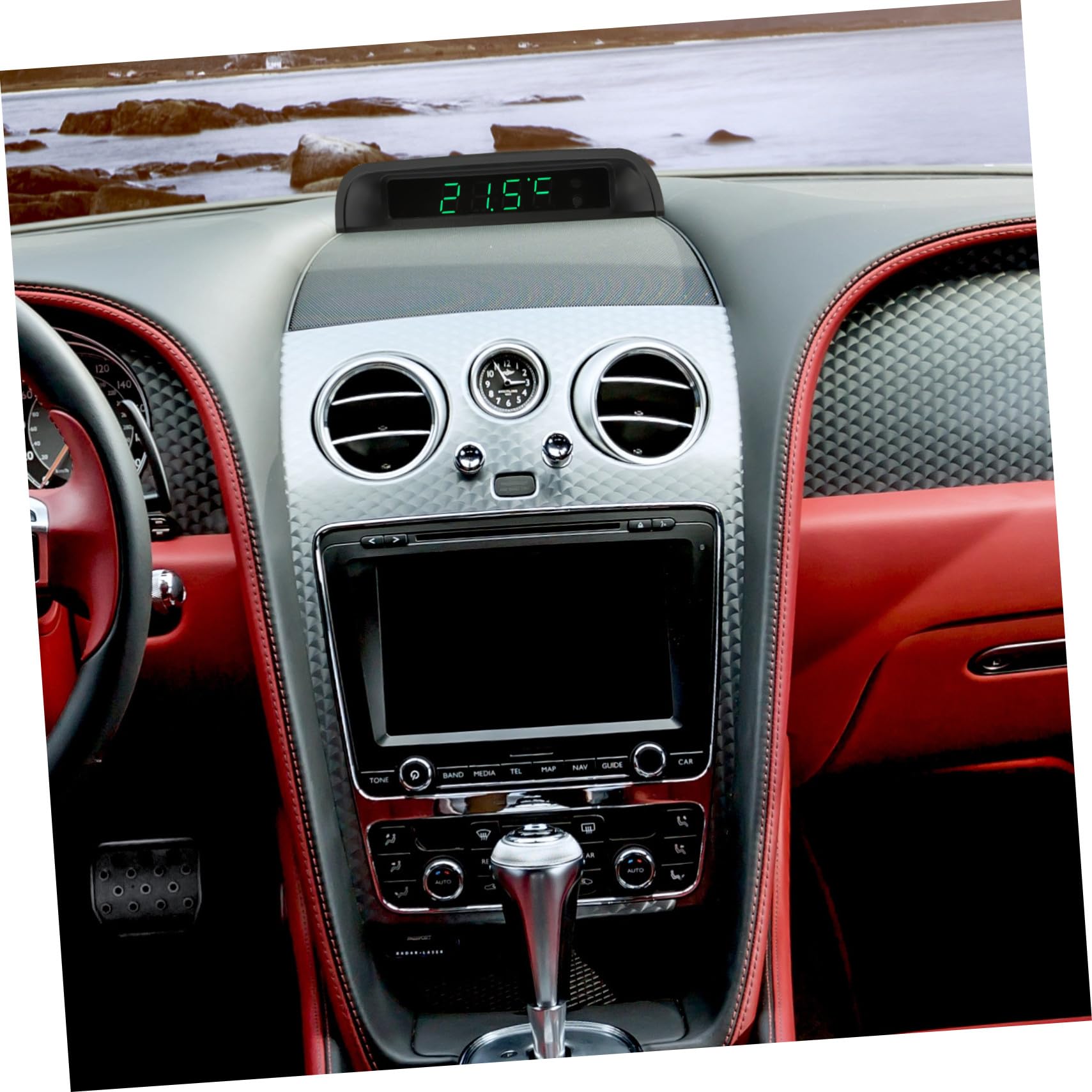 OUNONA 2pièces Horloge De Tableau De Bord Automobile Précision Élevée avec Thermomètre Solaire Horloge Électronique Auto Facile à Installer Et