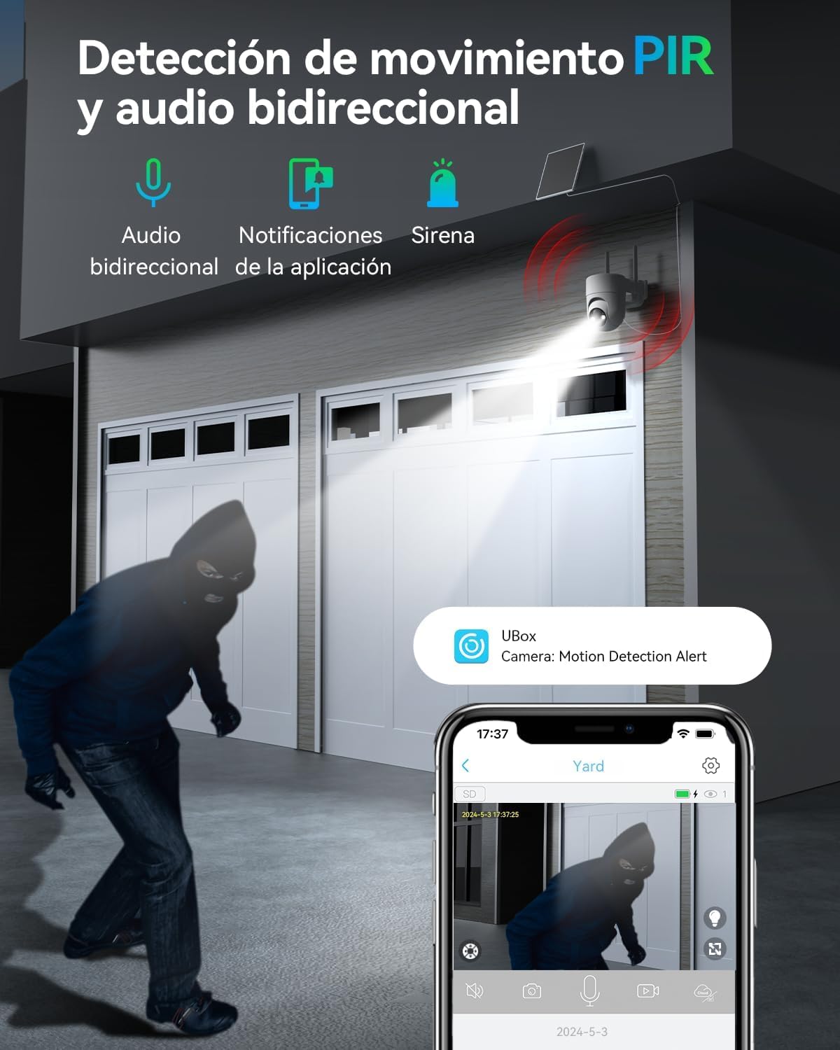 Tical 2K Camara Vigilancia WiFi Exterior Solar 2.4 GHz