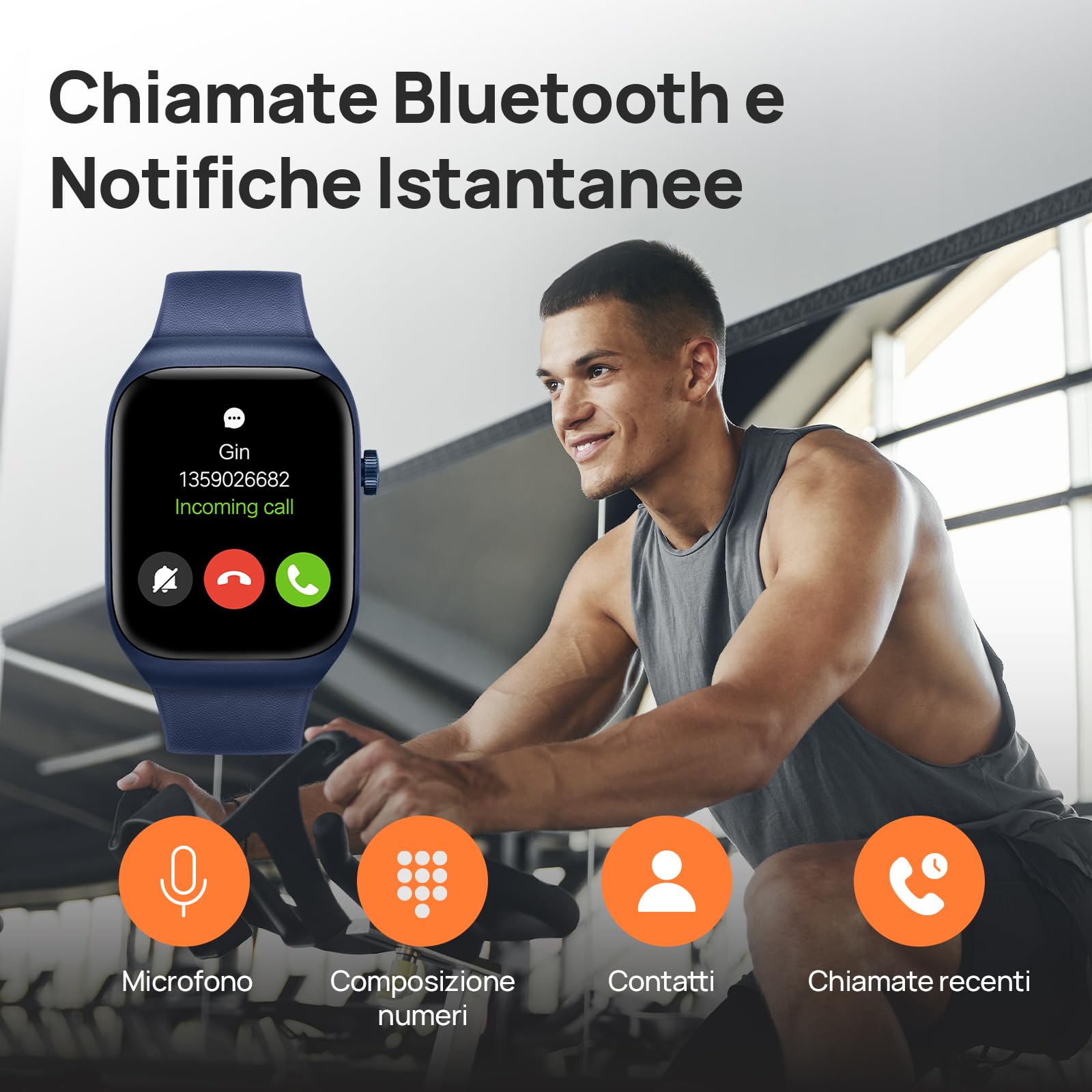 Mibro T2 Smartwatch Uomo Donna, 1.75" AMOLED, Chiamate Bluetooth, GPS, Blu | Smartwatch per Corsa/Trekking/Palestra, Monitoraggio Fitness, Sonno & Battito, 100+ Sportive, per Android/iOS