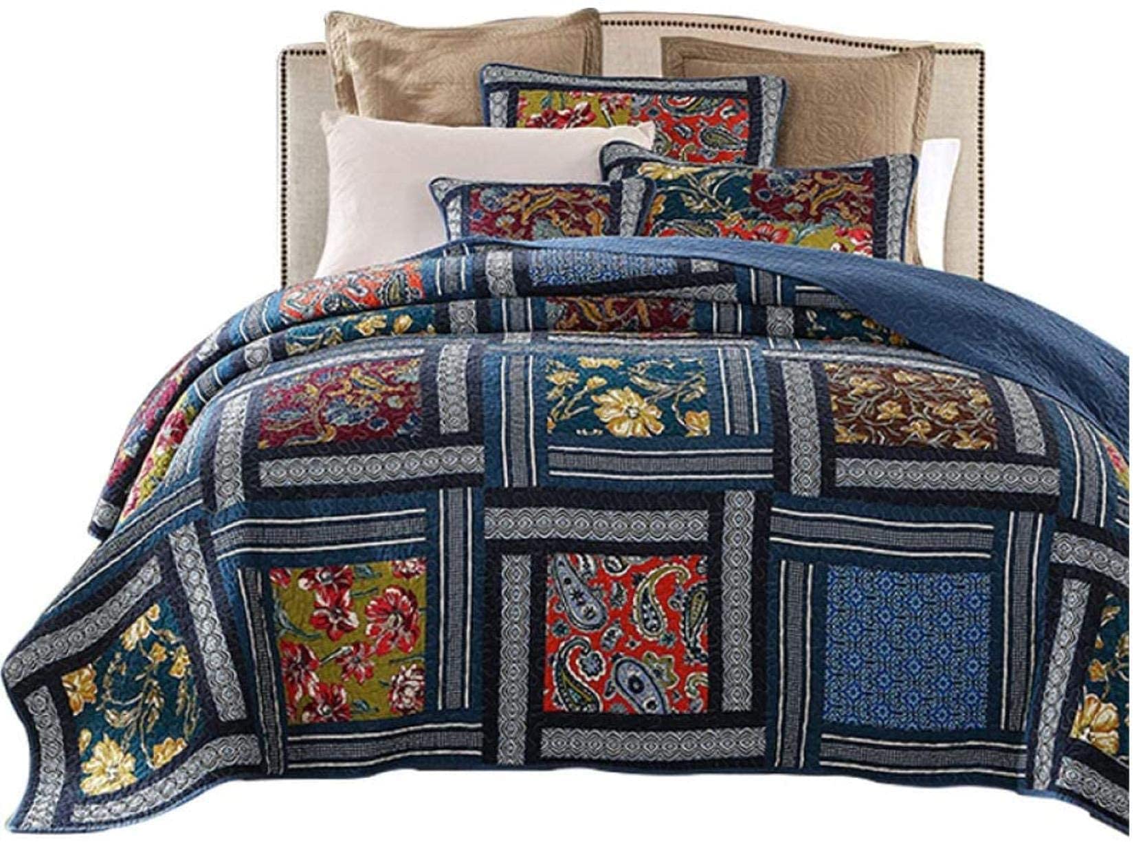 Couvre-lit double king size matelassé avec drap et taie d'oreiller