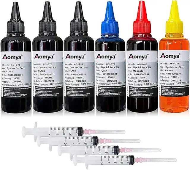 Kit de Recambio de Tinta Aomya 6x100ml para Cartuchos Canon Recargables