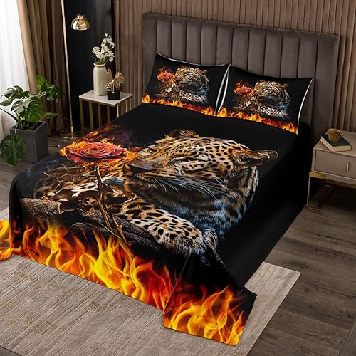 Colcha para niños y niñas, tamaño individual, diseño de animales de leopardo, decoración de habitación de niños, niñas y adultos, colcha acolchada