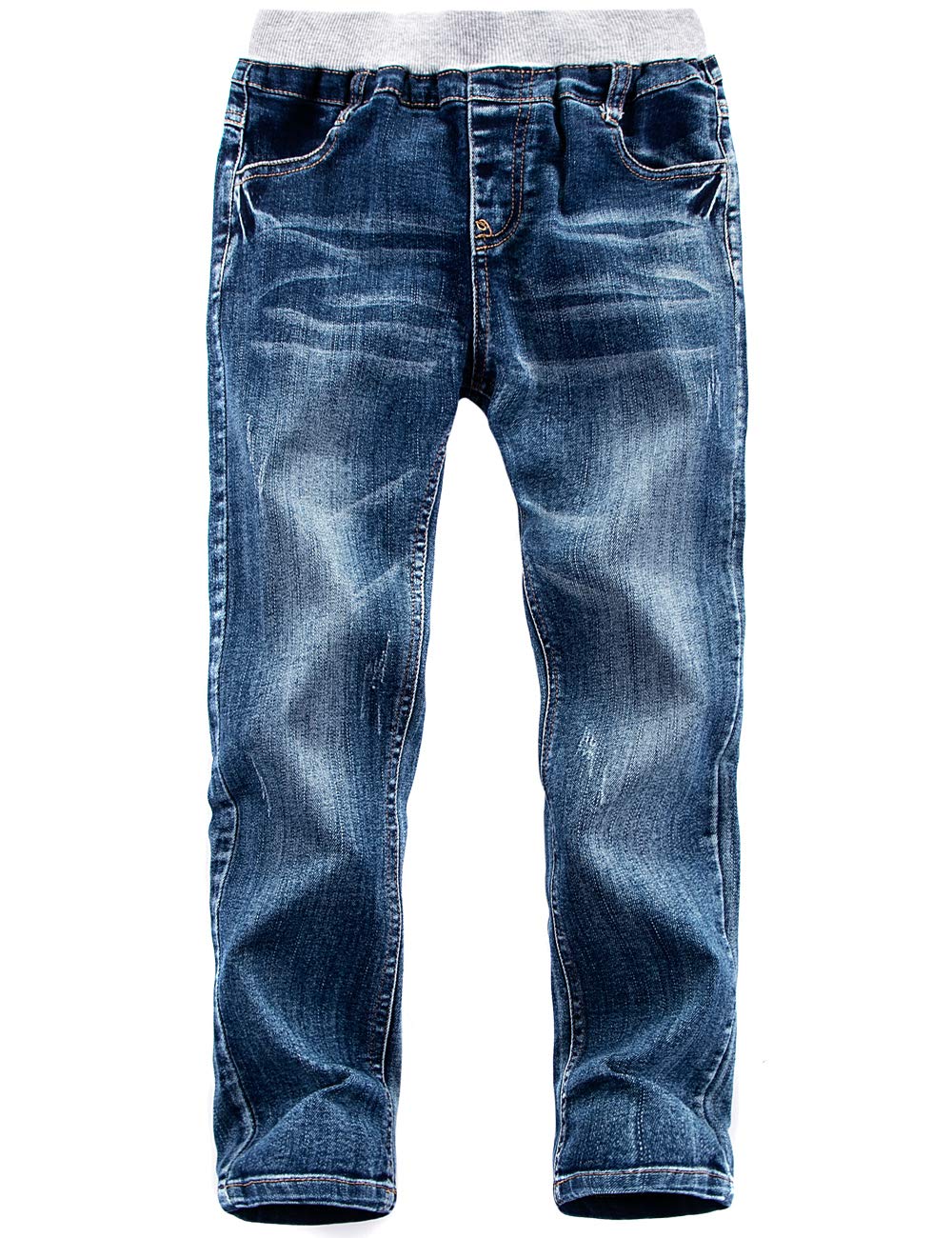 Jeans en Denim pour garçons, Taille élastique côtelée Pantalon en Coton