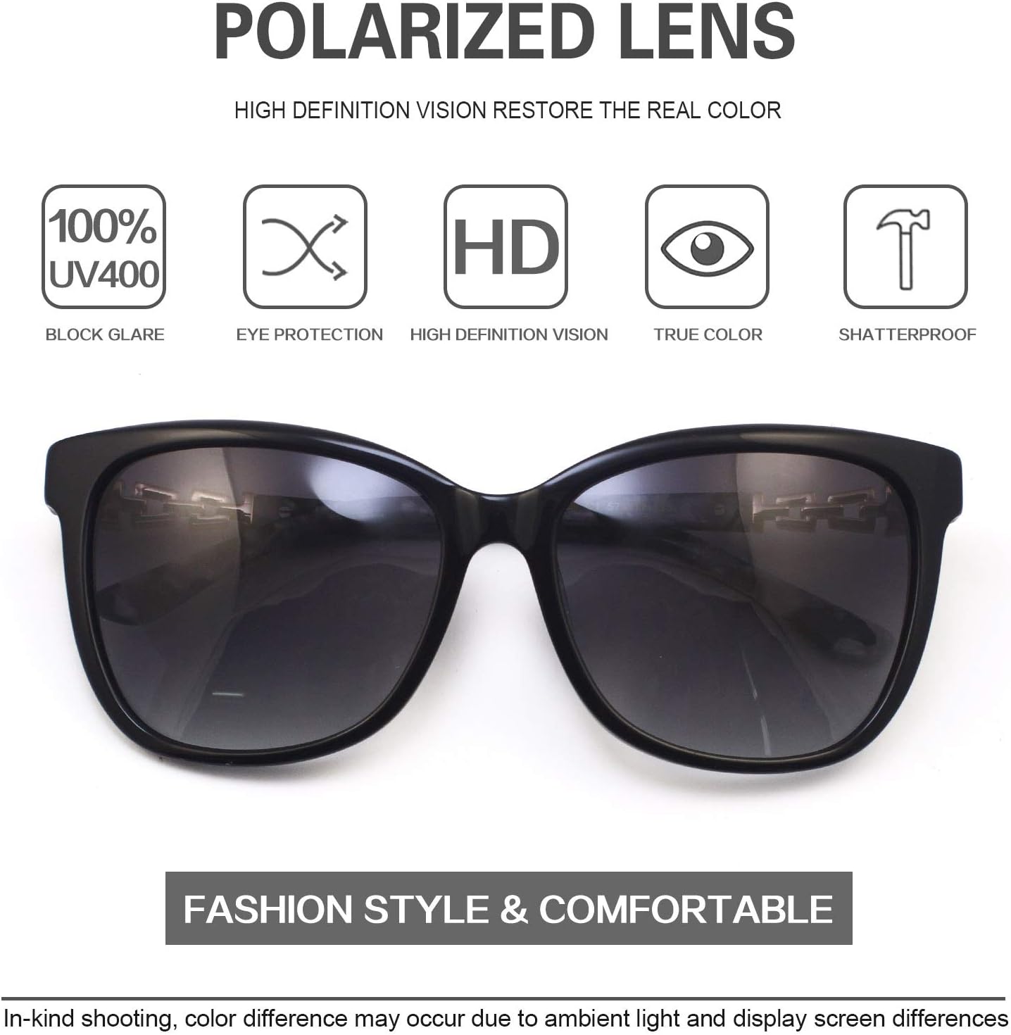 Retro Square Sunglasses for Women Trendy Polarized Sunglasses Ladies Shades UV Protection Thick Frame