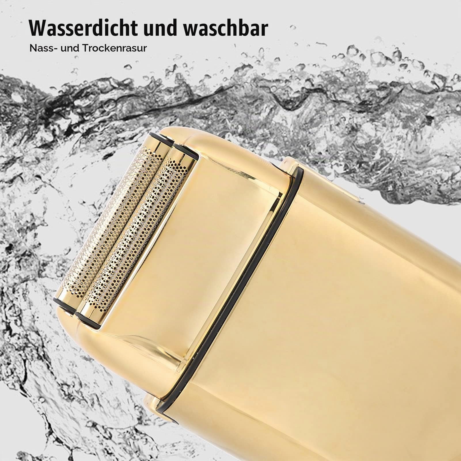 Herren Elektrorasierer Metall Doppelfolienrasierer Wasserdichter Elektrorasierer USB Wiederaufladbarer Kabelloser Elektrischer Rasierer Barttrimmer Golden