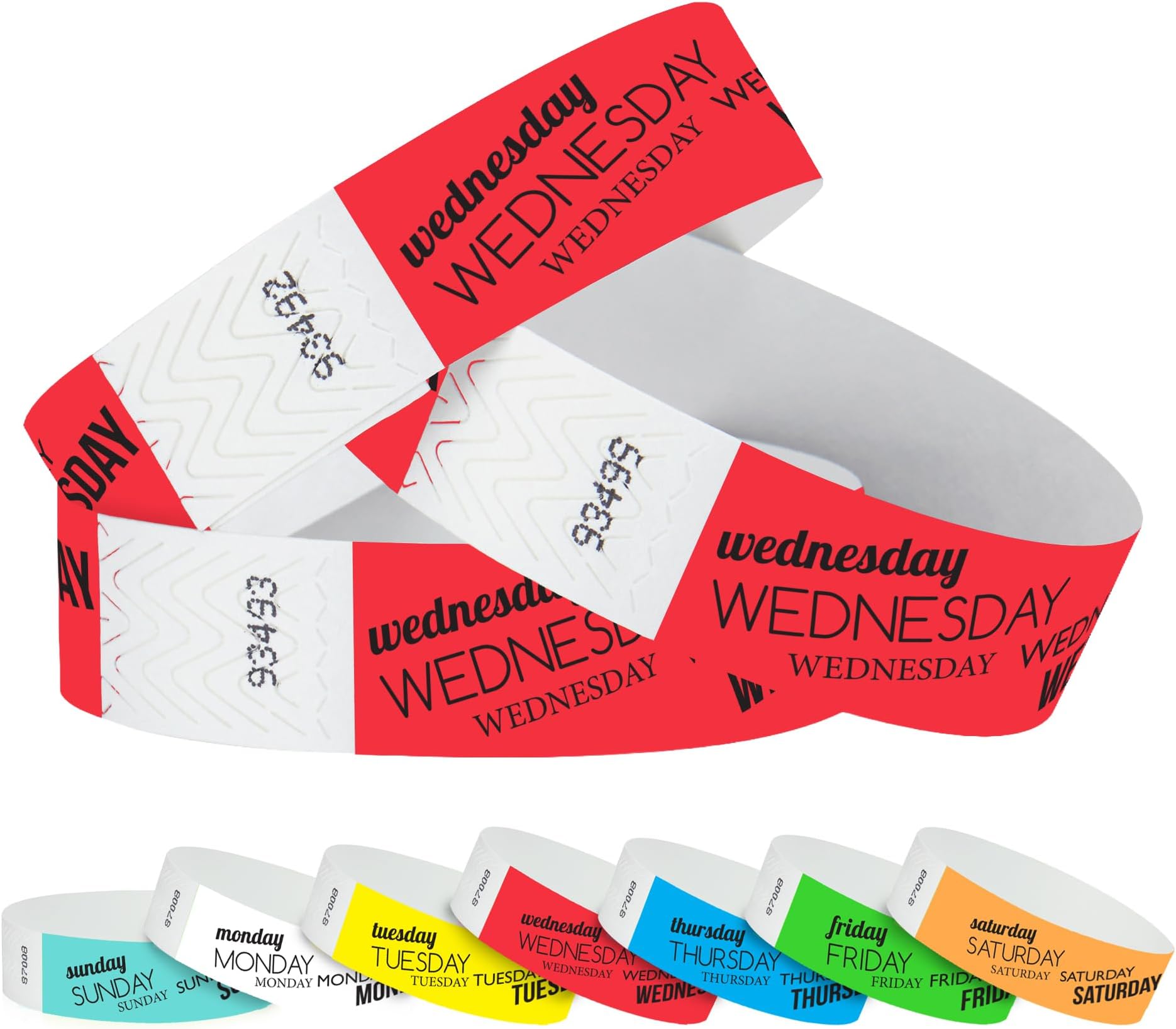 500 WristCo Wednesday Neon Red Tyvek Wristbands for Events - Tamper-Proof
