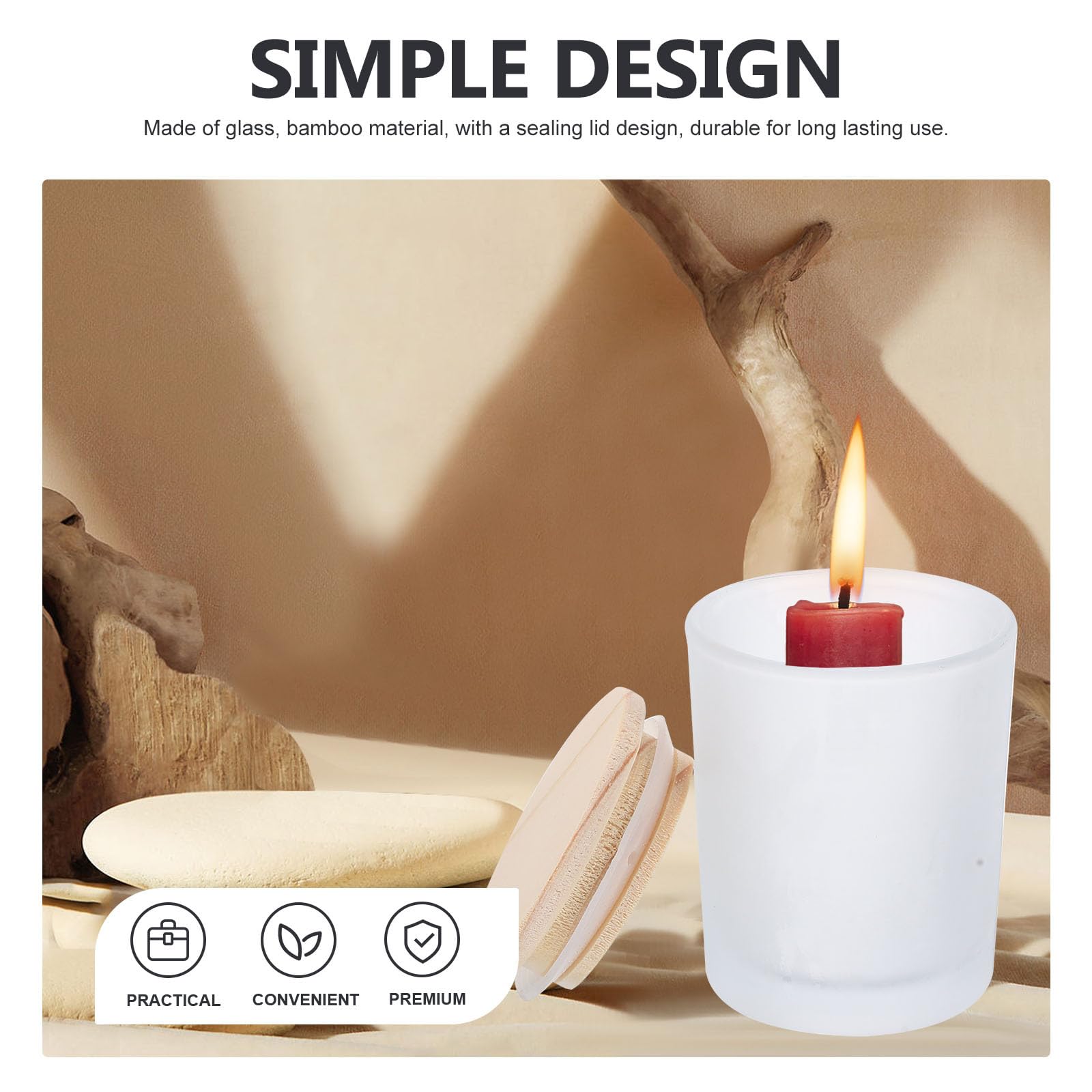 HOMSFOU Candles Frosted Glass Candle Jars with Lids Empty Candle Tins Votive Candle Cups Scented Candle Containers for Making Candles White Candle Holder