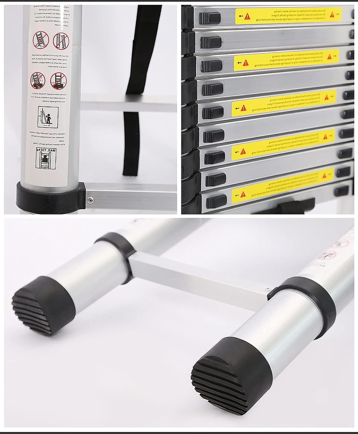 Telescoping Extension Ladder 6.2ft-20.3ft, Foldable Aluminum Extension Ladder, Retractable Collapsible Ladders for Home and RV Outdoor Work, 330lbs Capacity