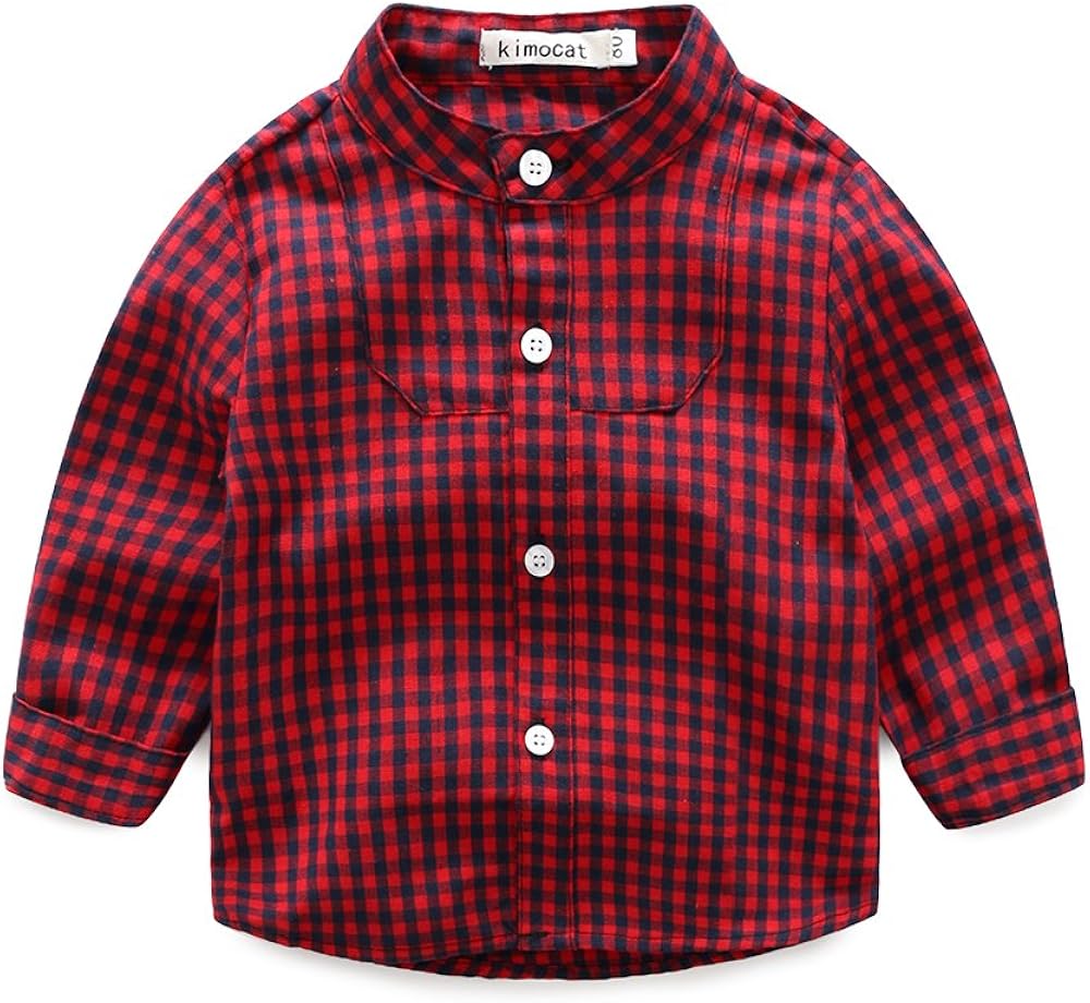 Boys’ Plaid Button Down Polyester Casual Dress Shirt Slim Fit +Vest+Pant Outfits: Clothing, Shoes & Jewelry