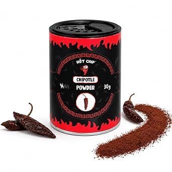 HOT CHIP Chipotle Chilli Powder 30 g - Smoked Chilli Powder (10000 SHU) with Chocolate & Nut Flavour - Smoked from Jalapeños on Pecan Wood - Ideal for BBQ Meat & Sauces