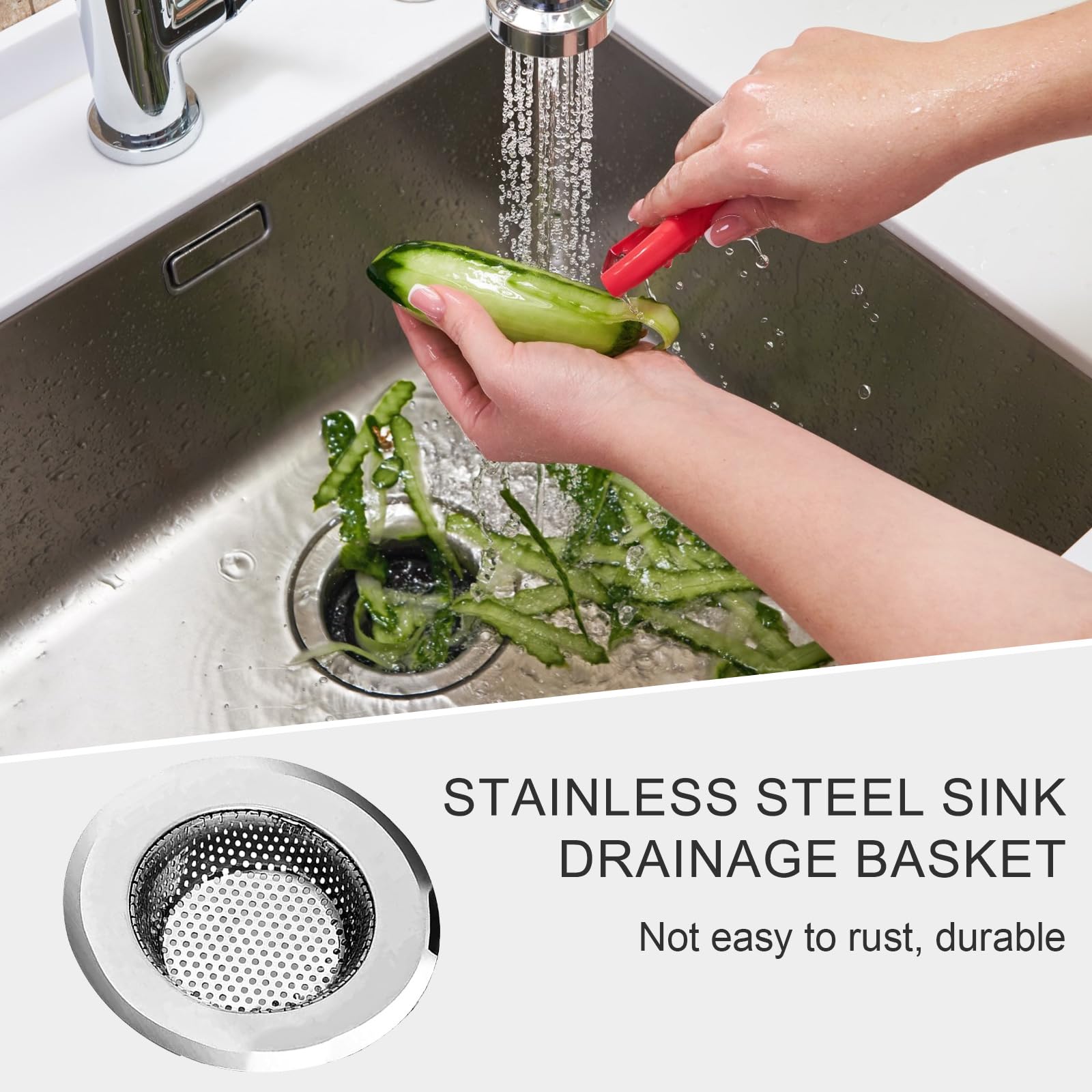 Passoire Evier PEIUJIN Lot De 2 Passoires D'évier De Cuisine En Acier Filtre Evier