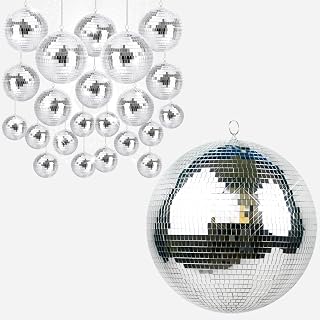 Youdepot Disco Ball Combo Set – 12-Inch Mirror Globe + 22-Piece Mini Mirror Balls, Party Decor for Wedding, 70s Theme, Events, Dance, Holiday Displays
