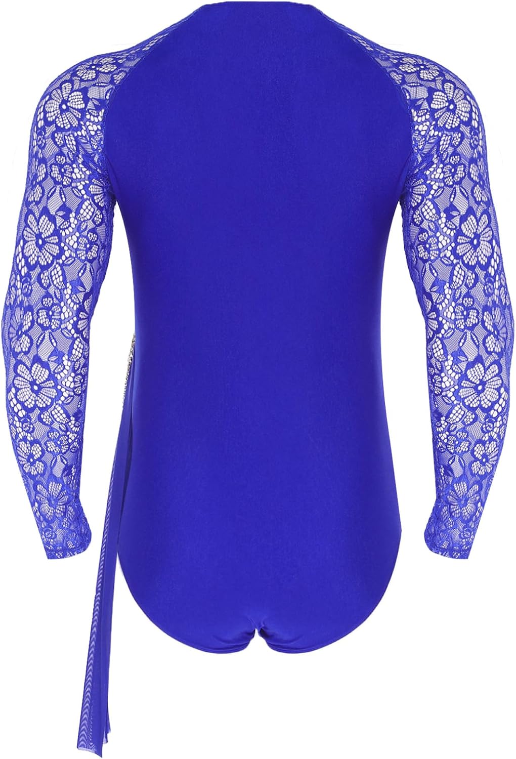 Shinsto Men Dance Leotard Ballroom Latin Dance Competition Costume Sheer Long Sleeve Bodysuit Shirt