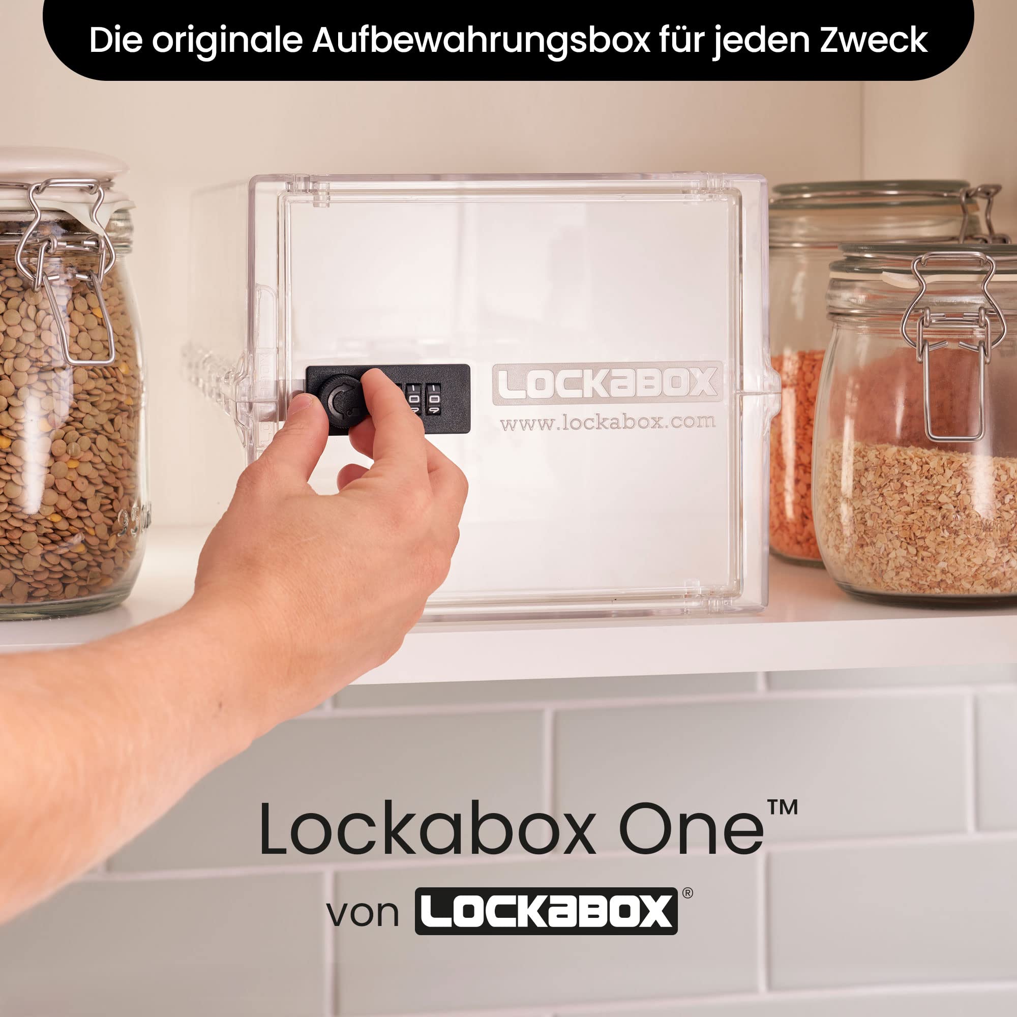 Lockabox One™ abschließbare Aufbewahrungsbox mit Zahlenschloss 31x21x17 cm Kristall