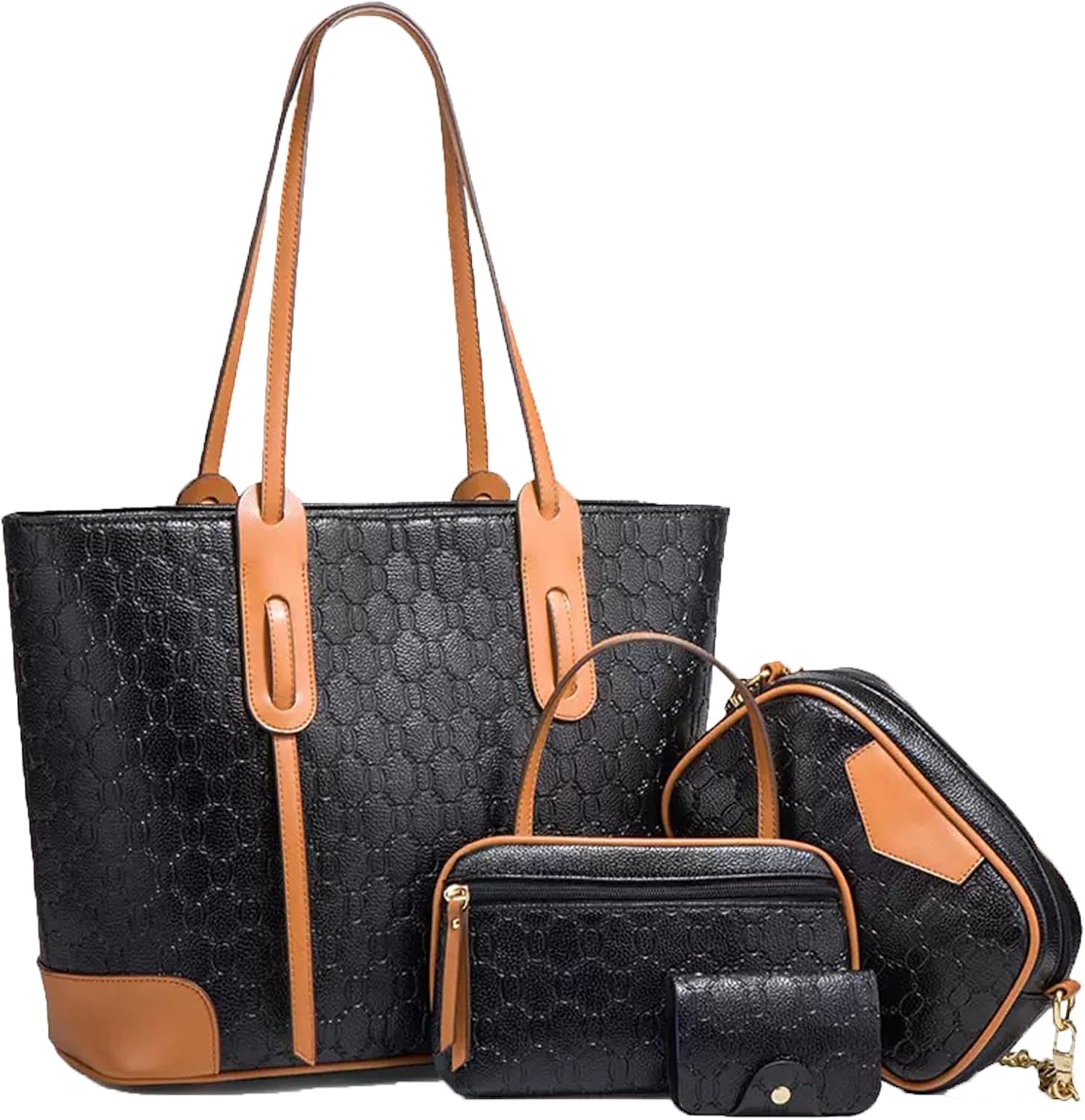 Women's Fashion Large Capacity Tote Bag, Shoulder Bag, Crossbody Bag, Women's Handbag with Wallet - 4-Piece Set