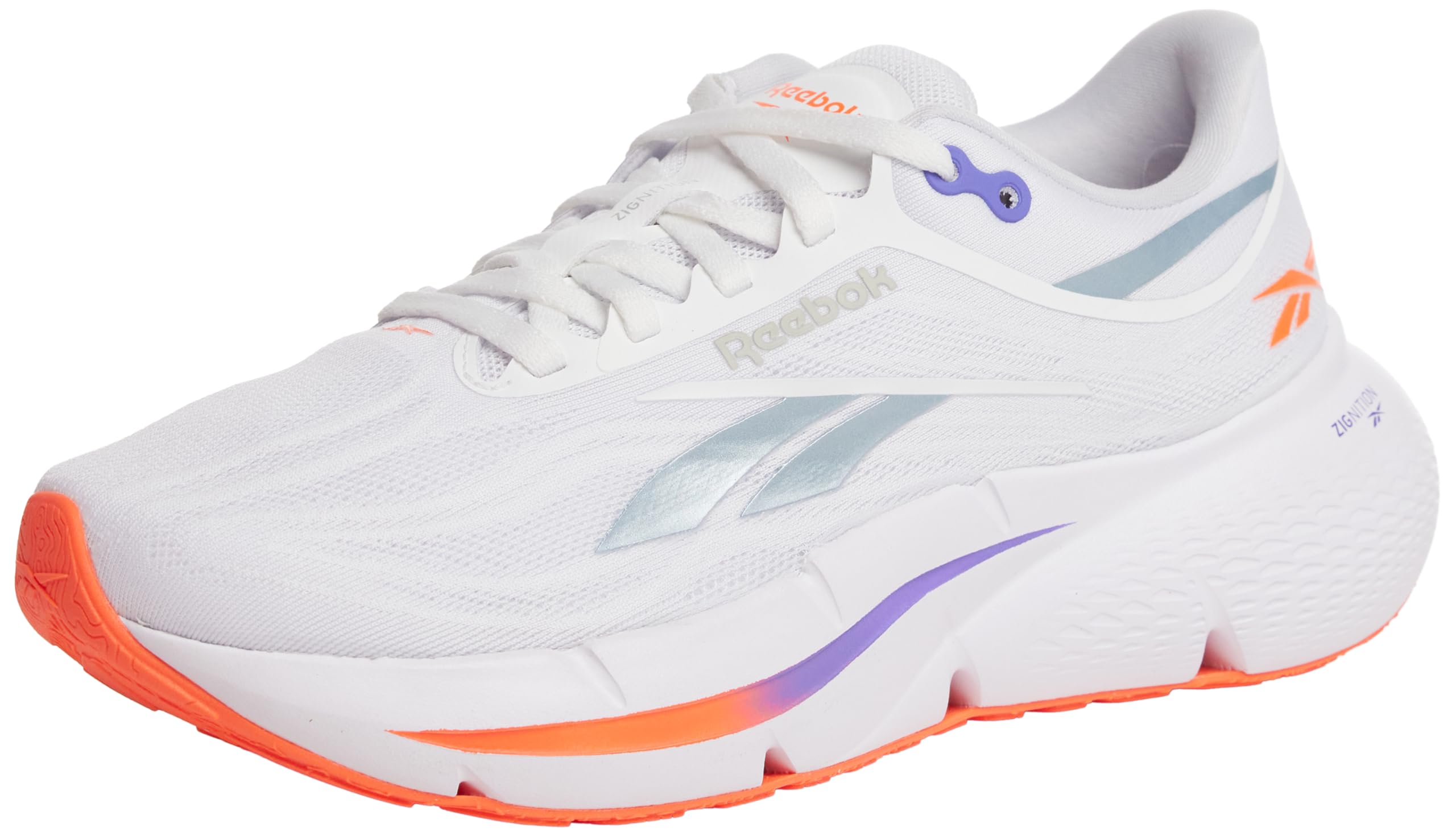 Reebok Women's Zignition Trainers, White/Royal Purple/Flash Orange, 40.5 EU, White Royal Purple Flash Orange, 8.5 UK