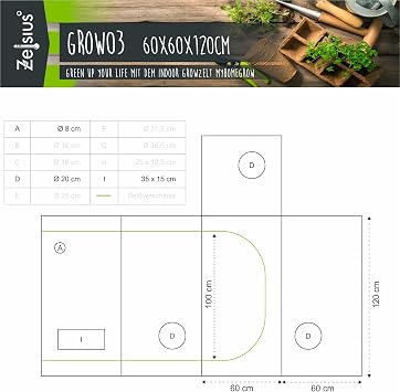 Zelsius MyHomeGrow Grow Tent Indoor Growbox Grow Room Grow Cabinet Darkroom Plant Tent Greenhouse Black