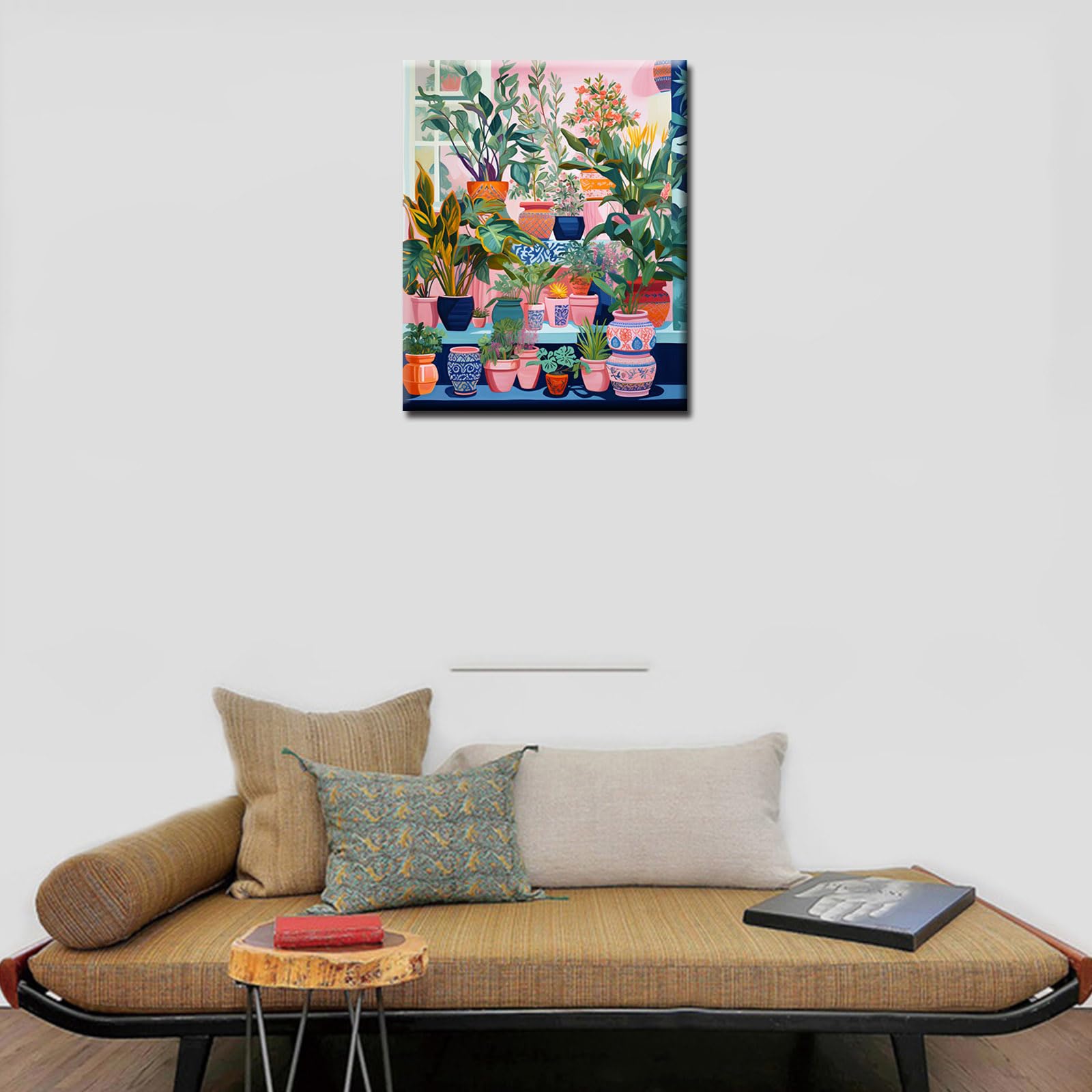 Colorful Potted Plants Digital Painting Paint by Numbers Kit for Adults Acrylic Oil Painting Set Painting for Beginners Tropical Green Leafy Plants Drawing Wall Decor Gift 12x16 in (Frameless)