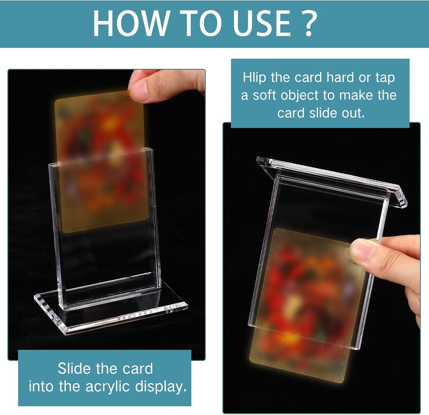 Mudder 3 Pack Acrylic Baseball Card Frame Display Stand Trading Card Holder Clear Display Stand