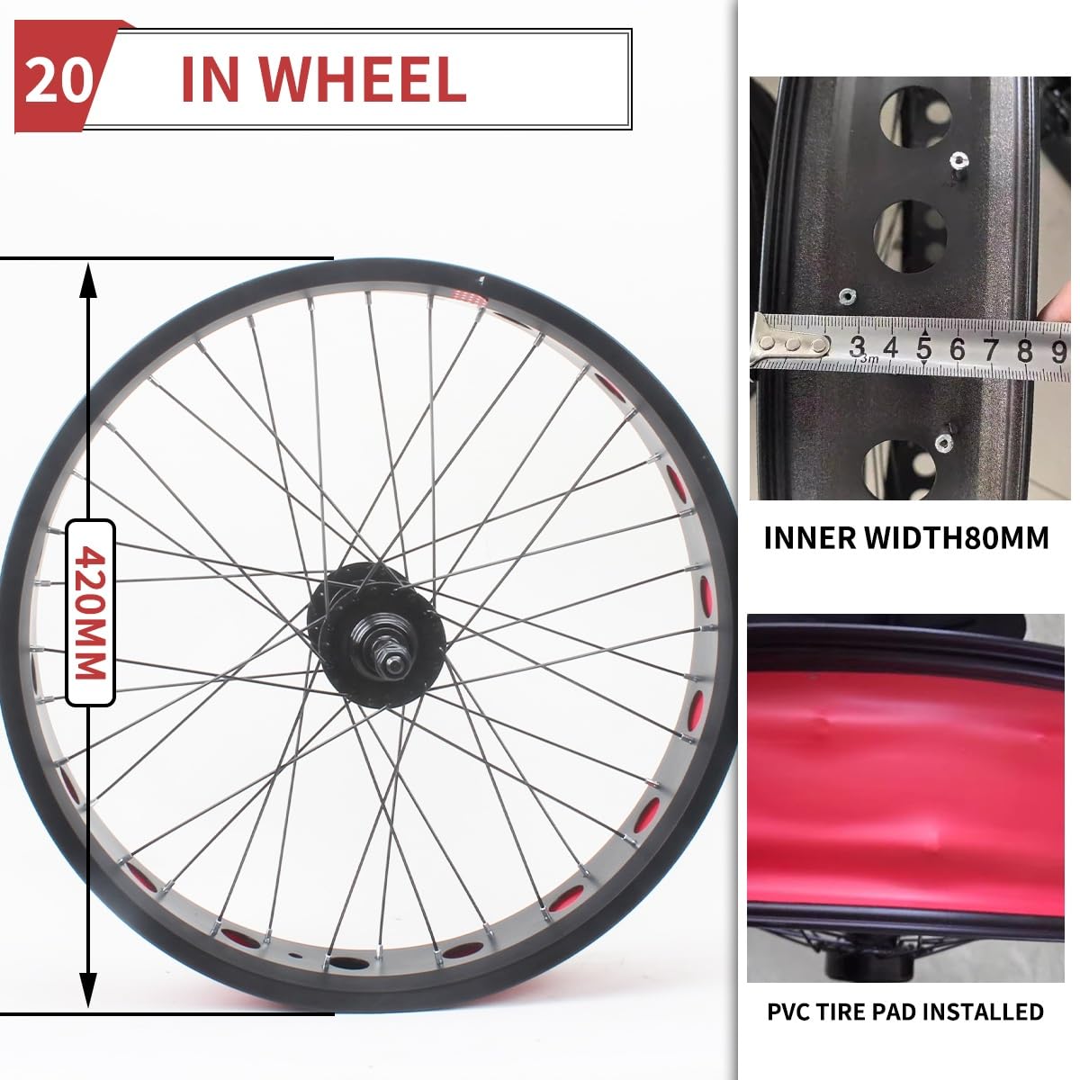 Amazon | ファットタイヤ自転車用ホイール、20/24/26 x 4.0インチ