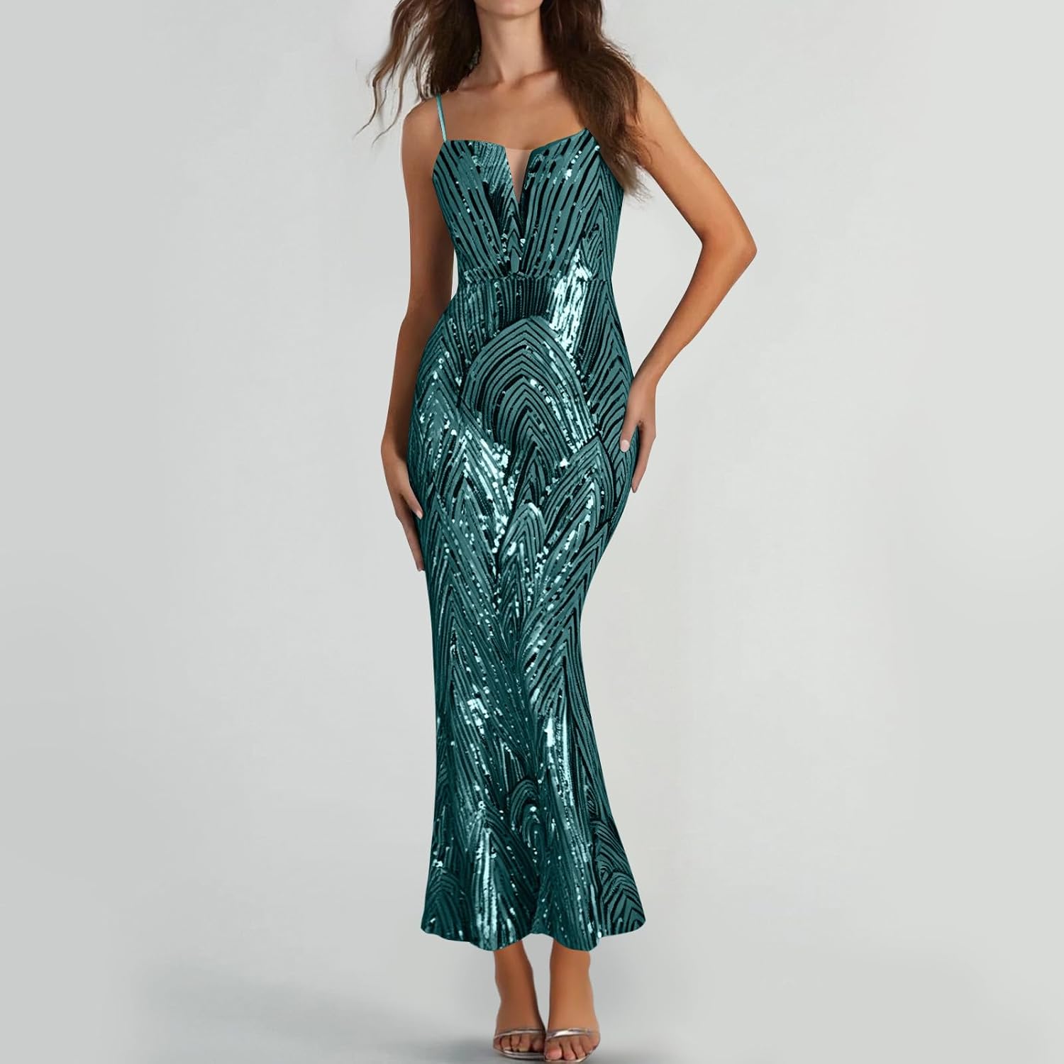 Women's Sequin Dress Spaghetti Straps Sparkly A Line Swing Party Nightclub Dance Mini Dress Cocktail Bodycon Dresses