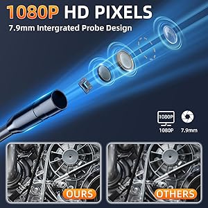Borescope, 4.3" Endoscope Inspection Camera with Light, IP67 Waterproof, 1080HD Flexible Semi-Rigid Snake Borescope, 16.5ft Endoscope Camera, Gadgets for Men with Carrying Case